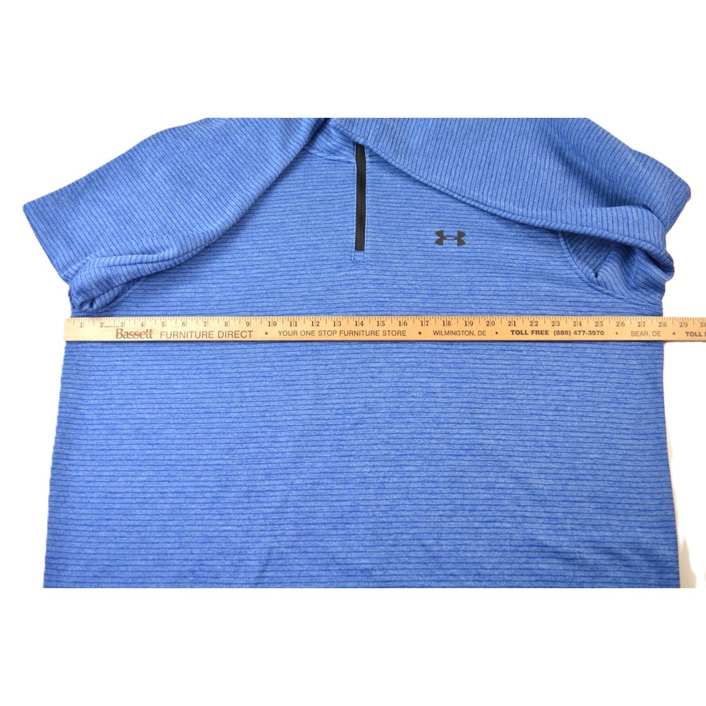 Under Armour Golf Storm Mens 3XL Blue Striped Quarter Zip Fleece Pullover - Picture 7 of 9